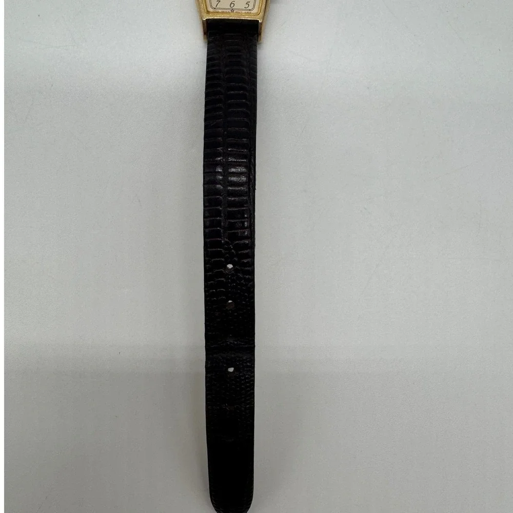 Pulsar V233-5100 Gold Tone Tonneau Ladies Quartz Watch Brown Leather needs bat